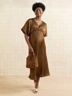 Vêtements de grossesse-Robe longue satinée grossesse