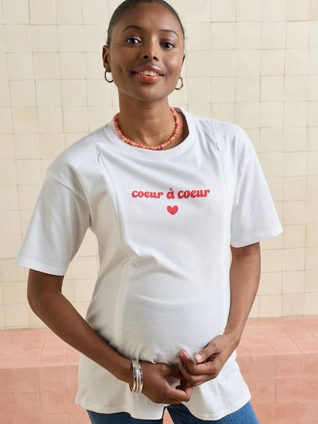 T-shirt manches courtes allaitement blanc - vertbaudet enfant 