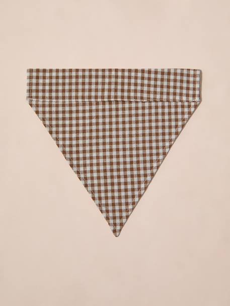 Bandana chien coton blanc imprimé+carreaux beige+marron imprimé - vertbaudet enfant 