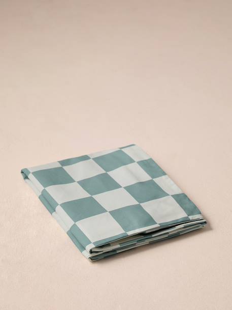 Housse matelas coton rectangle carreaux bleu+rayé blanc - vertbaudet enfant 