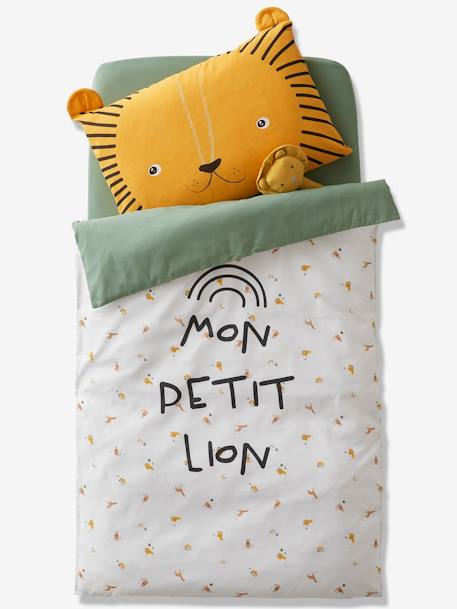 Dekbed baby Mon petit lion Ivoor met print / groen - vertbaudet enfant 