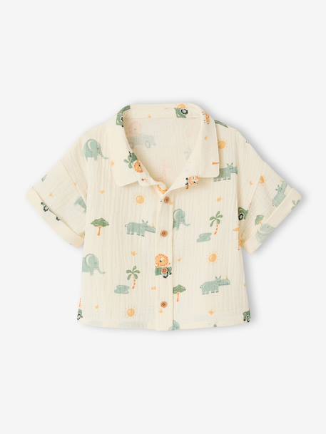 Babyset overhemd short babyjongen smaragdgroen - vertbaudet enfant 