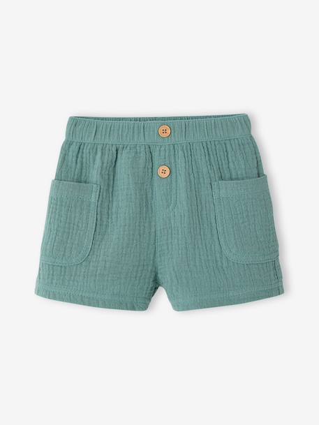 Babyset overhemd short babyjongen smaragdgroen - vertbaudet enfant 