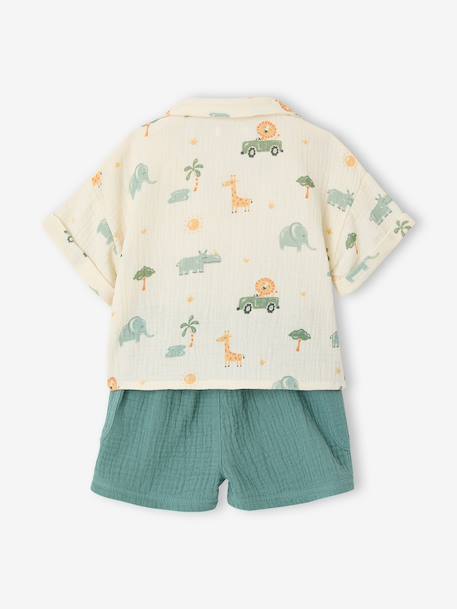 Ensemble chemise short bébé garçon vert émeraude - vertbaudet enfant 