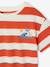 Tee-shirt garçon larges rayures motif poitrine orange+rayé vert - vertbaudet enfant 