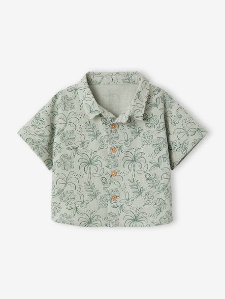 Ensemble chemise short bébé garçon vert sauge - vertbaudet enfant 