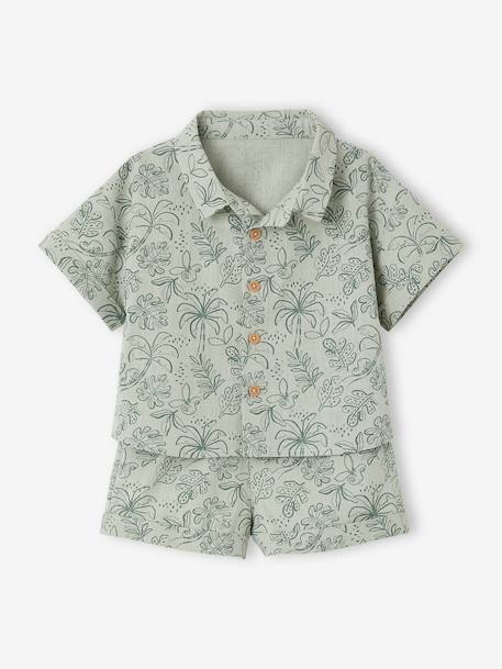Ensemble chemise short bébé garçon vert sauge - vertbaudet enfant 