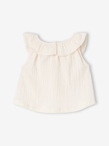 Mouwloze t-shirt voor babymeisjes ecru - vertbaudet enfant 