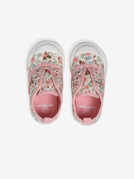 Stoffen elastische babysneakers roze, bedrukt - vertbaudet enfant 
