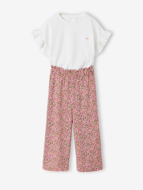 Fille-Ensemble-Ensemble T-shirt pantalon large fille