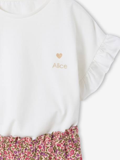 Meisjesset T-shirt en wijde broek ecru+rouge - vertbaudet enfant 