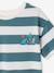 Tee-shirt garçon larges rayures motif poitrine orange+rayé vert - vertbaudet enfant 