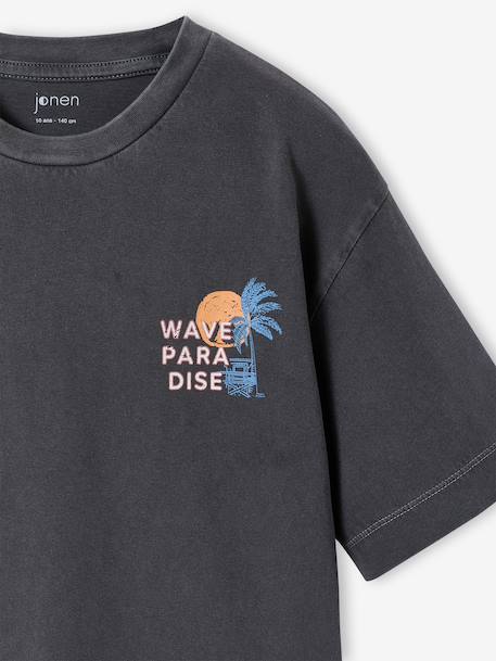 Oversized t-shirt voor jongens van katoen antraciet - vertbaudet enfant 