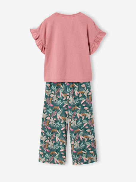 Ensemble T-shirt pantalon large fille blush+écru - vertbaudet enfant 
