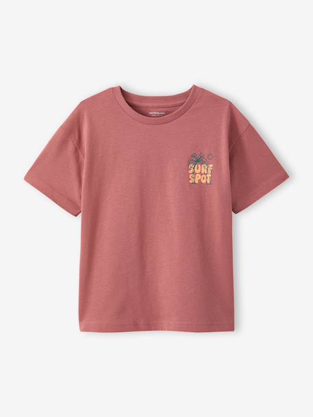 Jongensshirt met motief op de voor- en achterkant hemelsblauw+oceaanblauw+rozenhout+wit - vertbaudet enfant 
