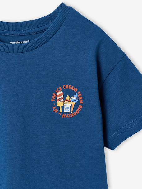 Jongensshirt met motief op de voor- en achterkant hemelsblauw+oceaanblauw+rozenhout+wit - vertbaudet enfant 