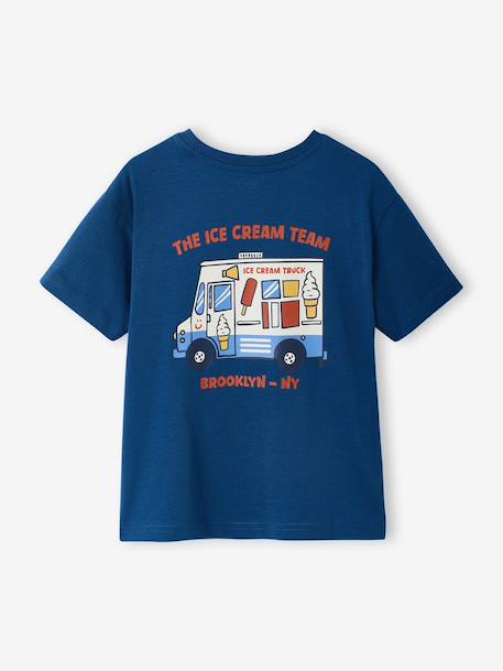 Jongensshirt met motief op de voor- en achterkant hemelsblauw+oceaanblauw+rozenhout+wit - vertbaudet enfant 