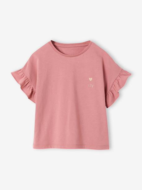 Ensemble T-shirt pantalon large fille blush+écru - vertbaudet enfant 