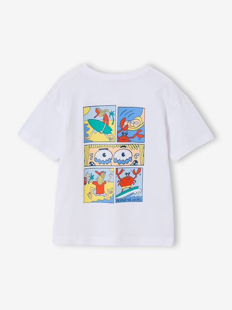 Jongensshirt met motief op de voor- en achterkant hemelsblauw+oceaanblauw+rozenhout+wit - vertbaudet enfant 