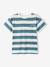 Tee-shirt garçon larges rayures motif poitrine orange+rayé vert - vertbaudet enfant 