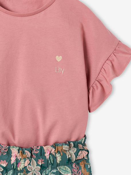 Ensemble T-shirt pantalon large fille blush+écru - vertbaudet enfant 