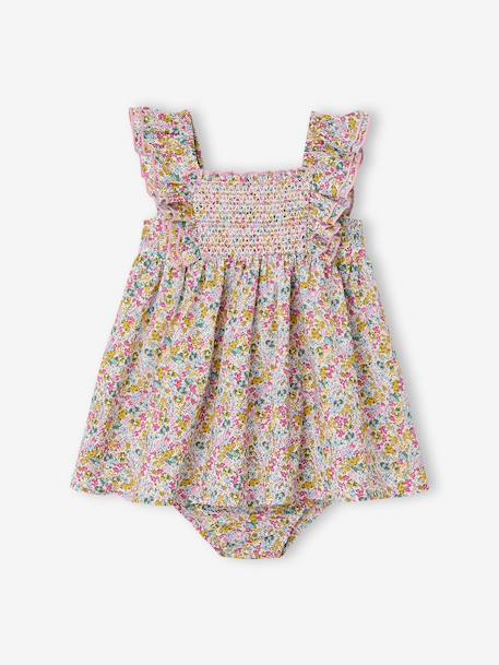Babyjurk met bijpassende slipjes for girls van biologisch katoen meerkleurig - vertbaudet enfant 