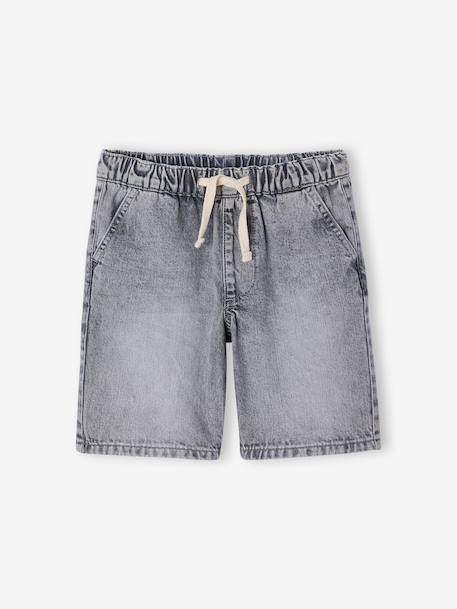 Bermuda garçon jean facile à enfiler bleu imprimé+denim gris+double stone+rayé bleu+stone - vertbaudet enfant 