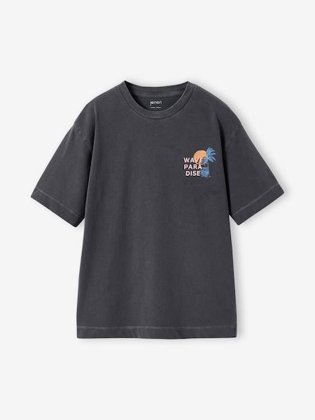 Oversized t-shirt voor jongens van katoen antraciet - vertbaudet enfant 
