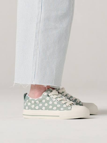 Stoffen decoratieve sneakers voor meisjes groen, bedrukt+rouge - vertbaudet enfant 