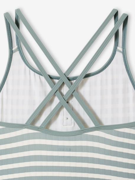 Maillot de bain 1 pièce rayures vert sauge - vertbaudet enfant 