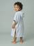 Poncho de bain bébé Animaux, avec coton recyclé blanc imprimé+rayé bleu - vertbaudet enfant 