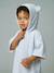 Poncho de bain bébé Animaux, avec coton recyclé blanc imprimé+rayé bleu - vertbaudet enfant 