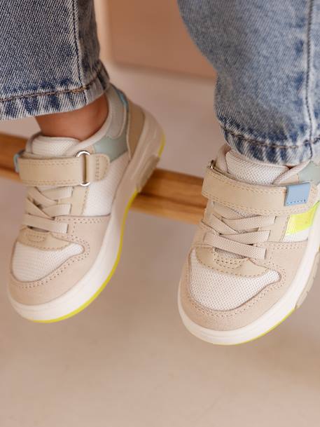 Baskets bébé synthétique lacets élastiqués lot beige - vertbaudet enfant 