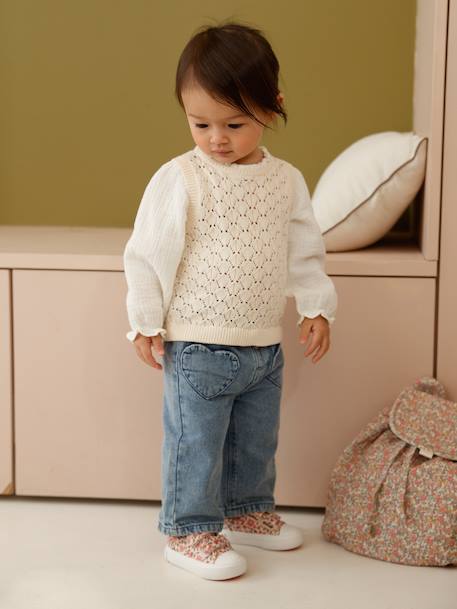 Baskets scratchées bébé rayé bleu+rose imprimé - vertbaudet enfant 