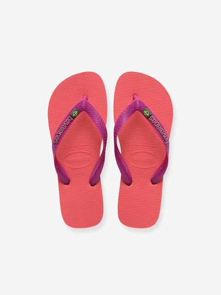 Teenslippers voor kinderen Brasil logo HAVAÏANAS koraal+marineblauw/wit - vertbaudet enfant 