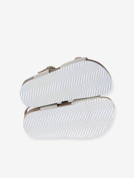 Sandales cuir boucles or+rose pâle - vertbaudet enfant 