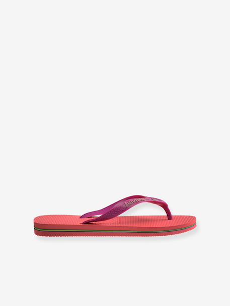Teenslippers voor kinderen Brasil logo HAVAÏANAS koraal+marineblauw/wit - vertbaudet enfant 