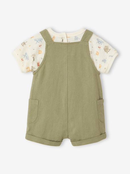Ensemble body salopette bébé garçon kaki - vertbaudet enfant 