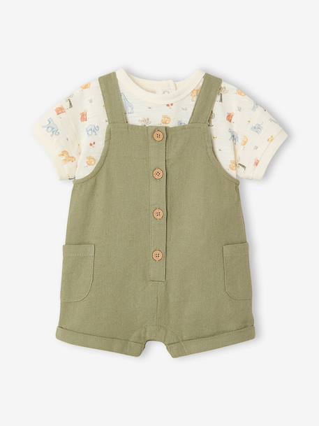 Ensemble body salopette bébé garçon kaki - vertbaudet enfant 