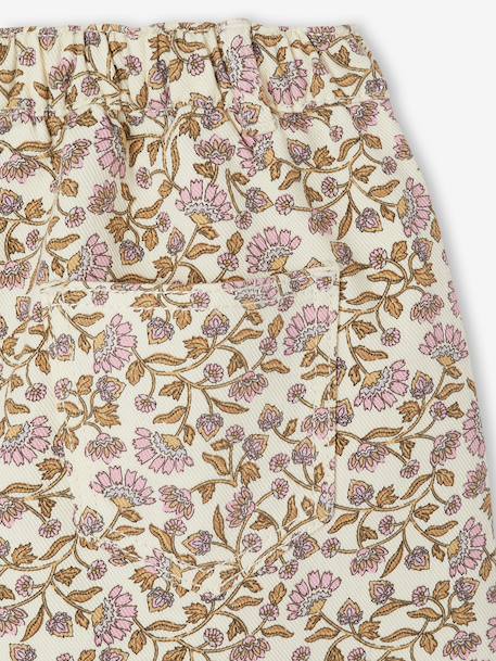 Twill short voor meisjes ecru+saliegroen - vertbaudet enfant 