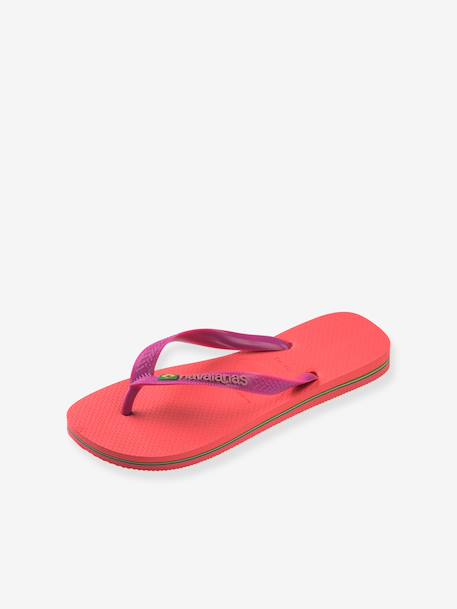 Teenslippers voor kinderen Brasil logo HAVAÏANAS koraal+marineblauw/wit - vertbaudet enfant 