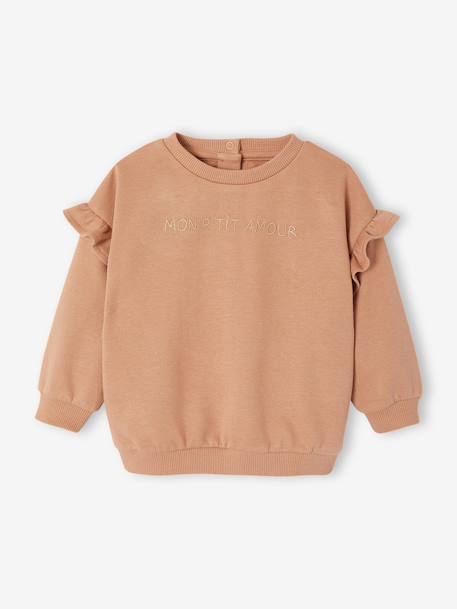 Personaliseerbare sweater voor babymeisjes pecannoot+vanille - vertbaudet enfant 