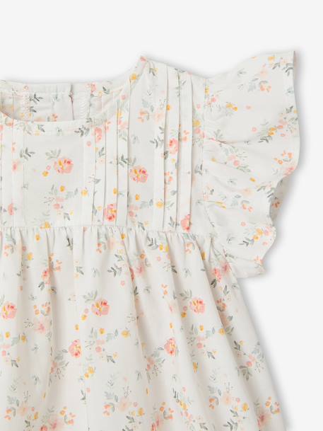 Jurk met korte mouwen voor babymeisjes ecru - vertbaudet enfant 