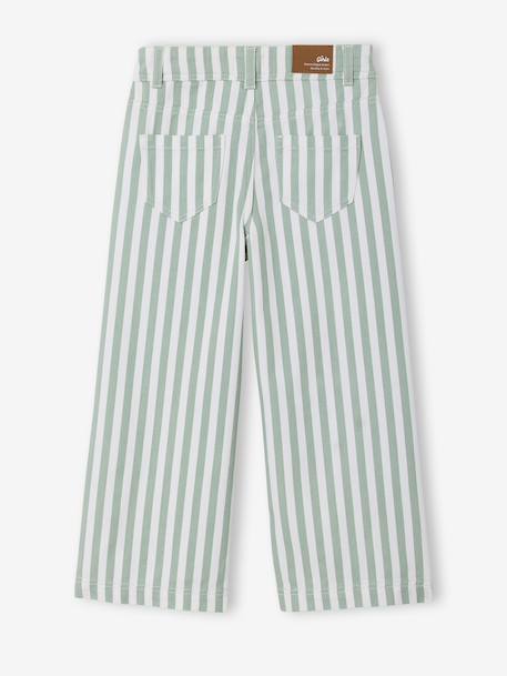 Gestreept broek voor meisjes saliegroen - vertbaudet enfant 