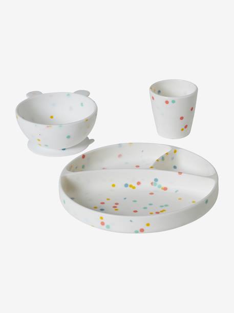 Coffret repas en silicone lot vert+set baby blue+set imprimé+set vieux rose - vertbaudet enfant 