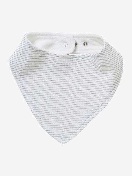 Lot 3 bavoirs bandanas en gaze de coton BLANC+carreaux vert+écru+lot beige+lot renard+lot vert panda+vert sauge - vertbaudet enfant 