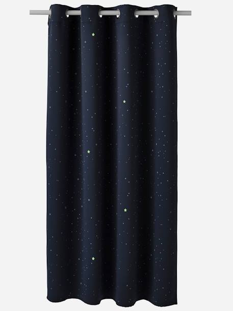 Rideau à œillets occultant phosphorescent imprimé étoile MARINE FONCE IMPRIME - vertbaudet enfant 
