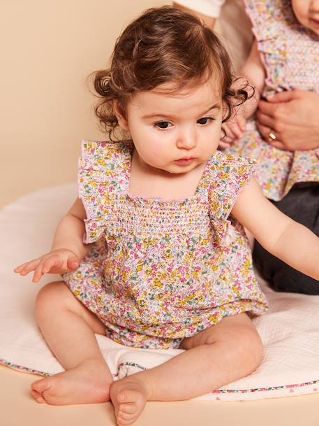 Katoenen babybloomer met ruches meerkleurig - vertbaudet enfant 