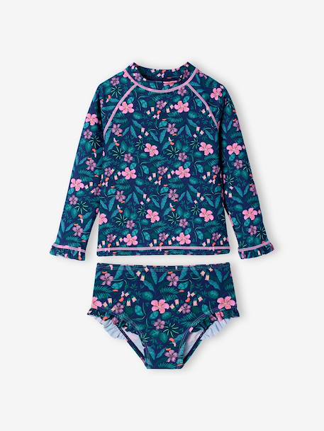 Maillot bain fille 2 pièces anti UV marine - vertbaudet enfant 