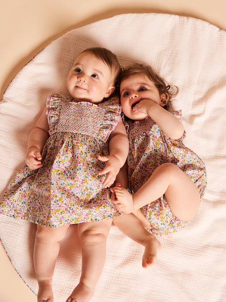 Katoenen babybloomer met ruches meerkleurig - vertbaudet enfant 